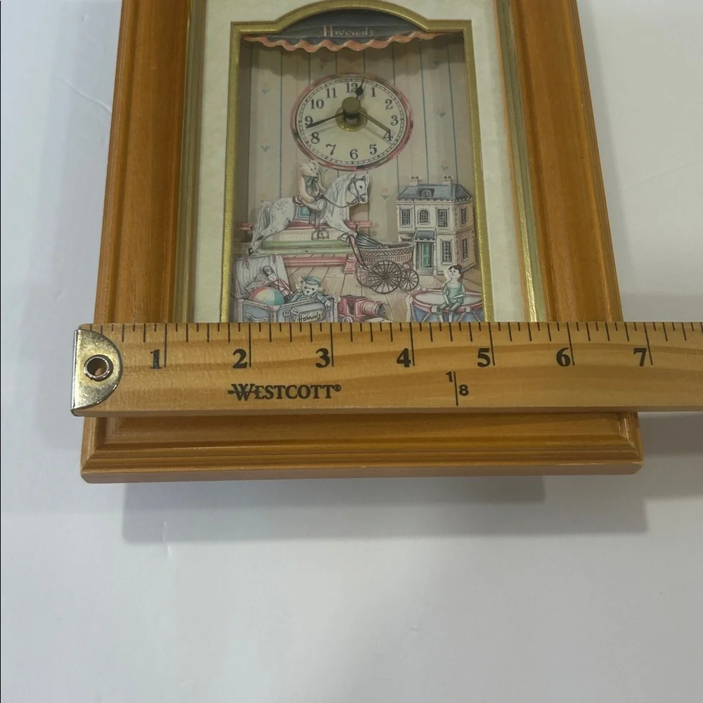 Harrods clock children baby room vintage toys theme square oak framed